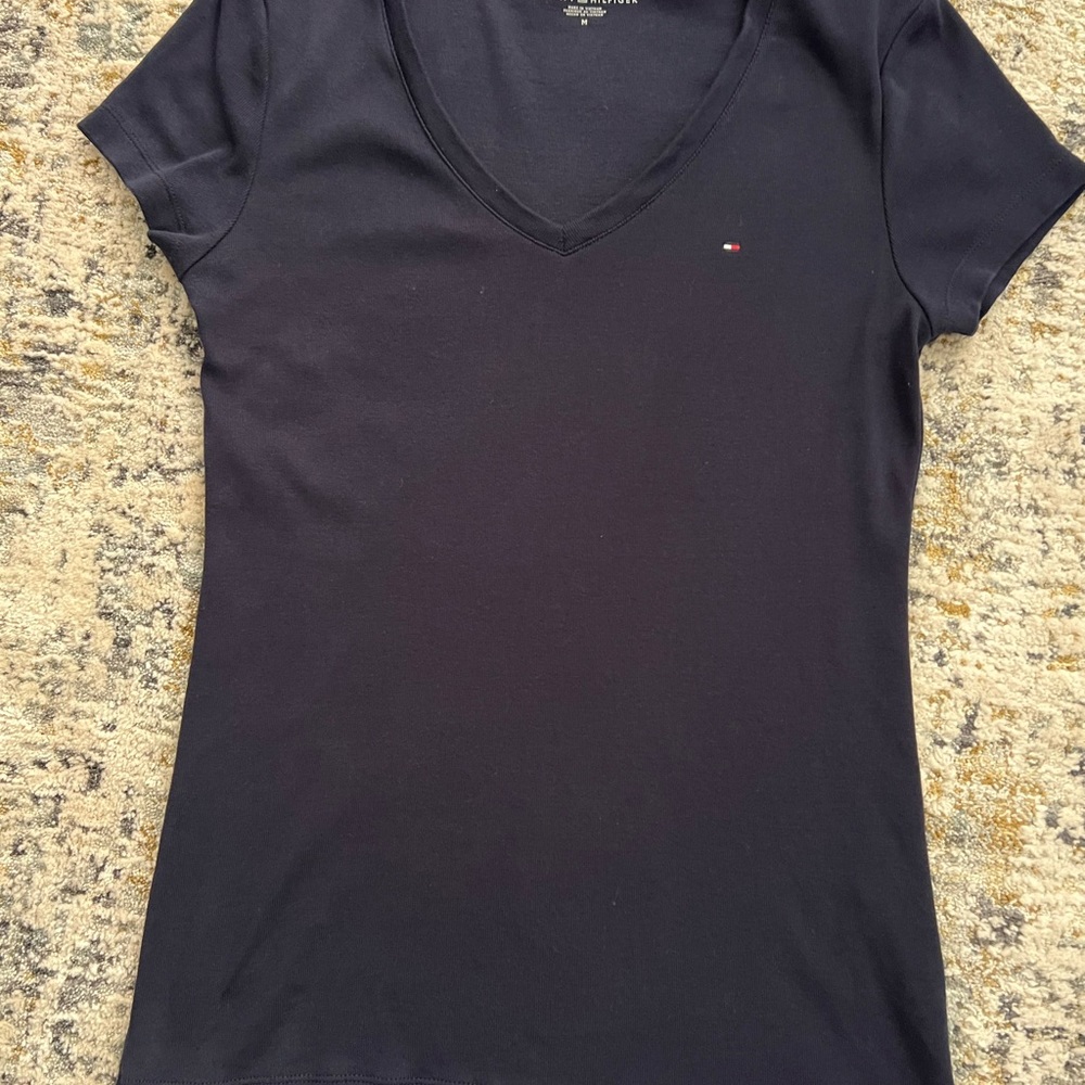 Tommy Hilfiger Women's Navy V-Neck Top